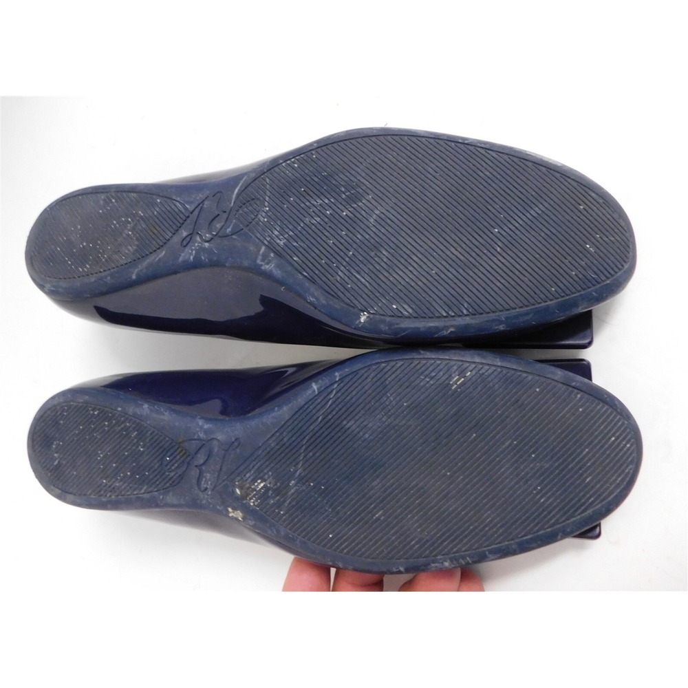 Roger Vivier Paris Navy Blue Patent leather Buckle Ballet Falts Italy 37.5 - Picture 7 of 7